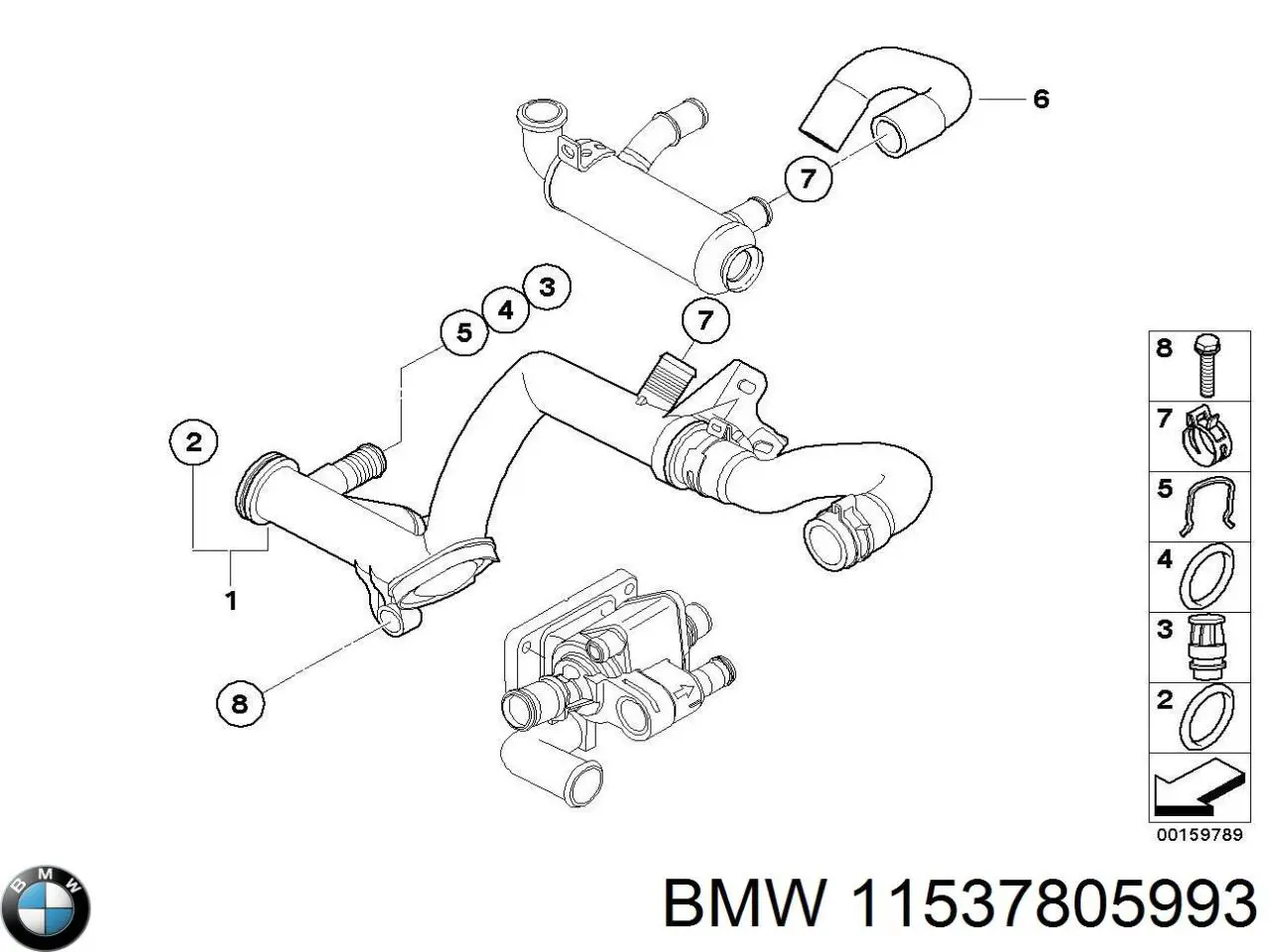 11537805993 BMW шланг (патрубок системы охлаждения)