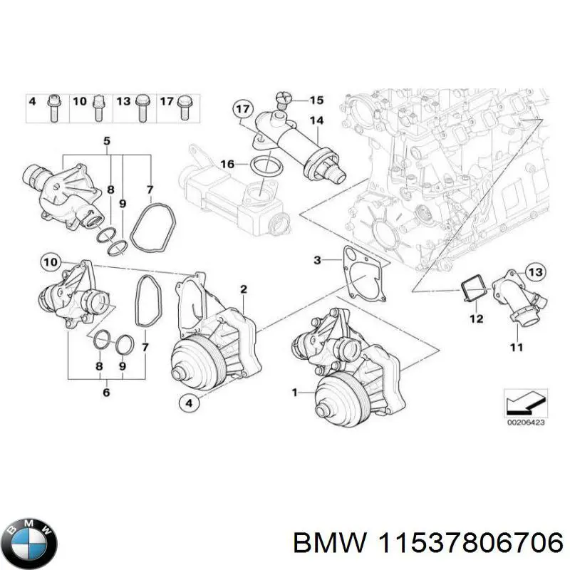 Шланг (патрубок) водяного насоса приемный BMW 7806706 цена, от 50.68 USD