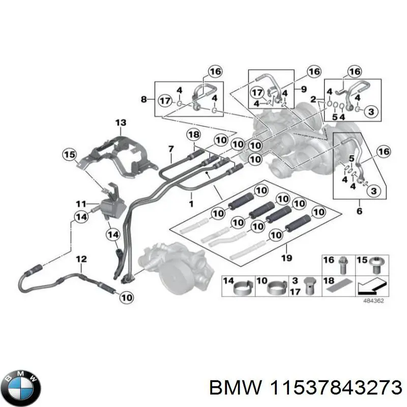 Патрубок вентиляции картерных газов 11537843273 BMW