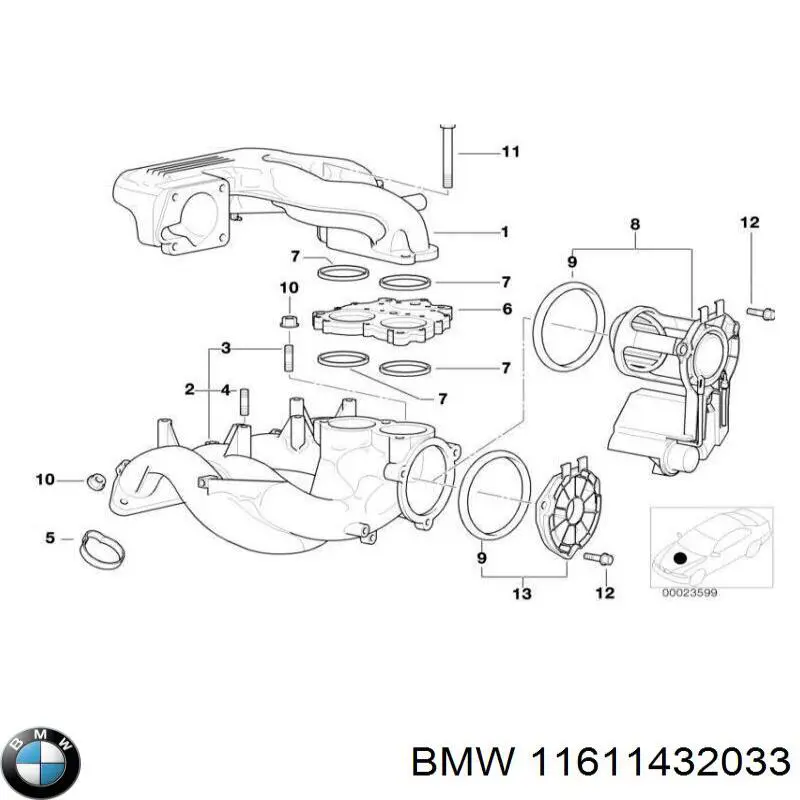 Tubo coletor de admissão inferior para BMW 3 (E46)