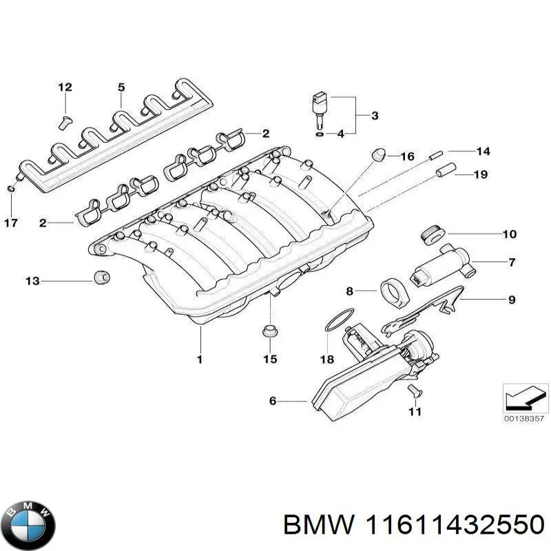 11611432550 BMW tubo coletor de admissão