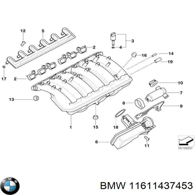 Tubo flexible de aspiración, cuerpo mariposa 11611437453 BMW