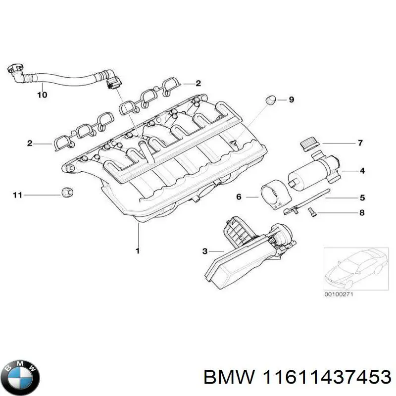 11611437453 BMW патрубок воздушный, дроссельной заслонки