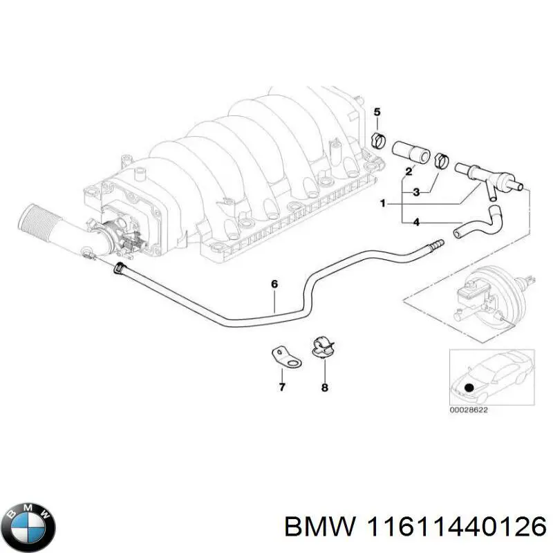 Шланг (патрубок) обогрева дроссельной заслонки 11611440126 BMW