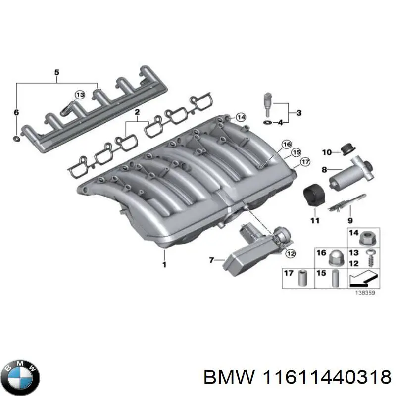 11611440318 BMW патрубок вентиляции картера (маслоотделителя)