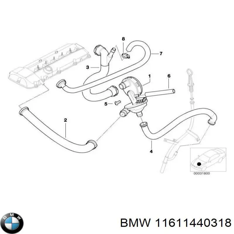 Патрубок вентиляции картера, маслоотделителя BMW 11611433638 цена, от 29.14 USD