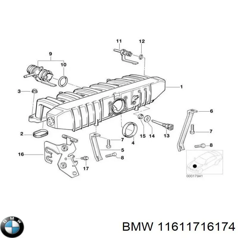 11611716174 BMW Прокладка дроссельной заслонки