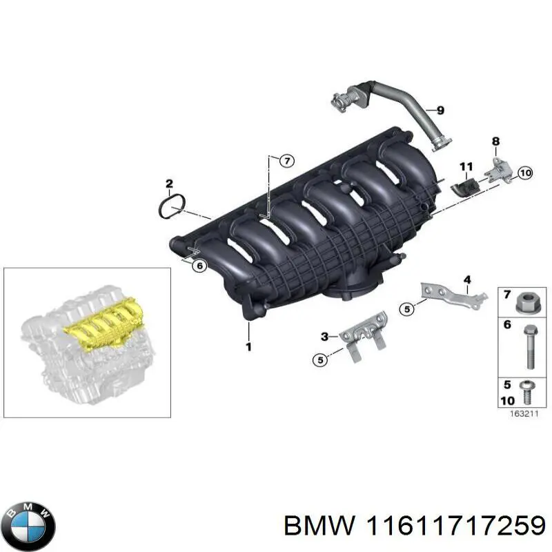 Прокладка впускного коллектора 11611717259 BMW