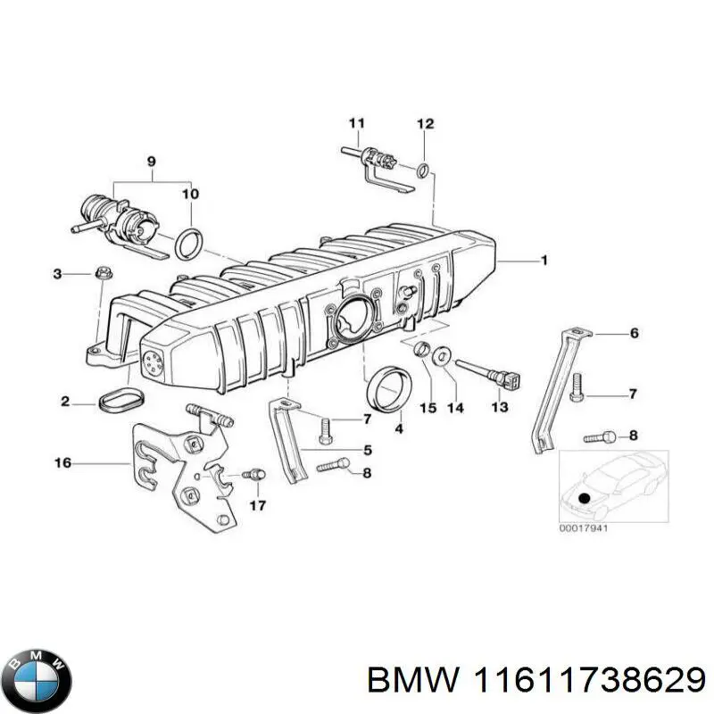 Фланец системы охлаждения (тройник) BMW 11611738629