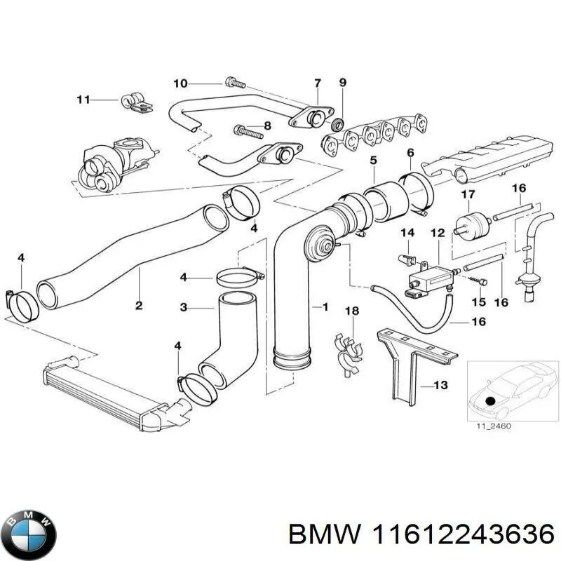 Шланг/патрубок интеркуллера BMW 11612243636 цена, от 19.00 USD