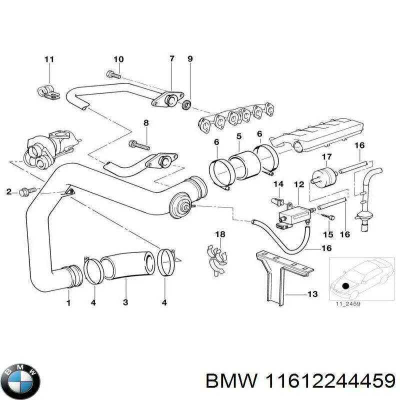 Шланг радиатора, нижний BMW 11612244459 цена, от 16.93 USD