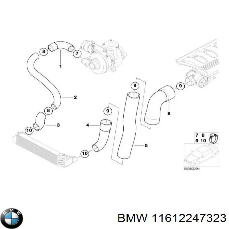 Левый шланг интеркуллера 11612247323 BMW