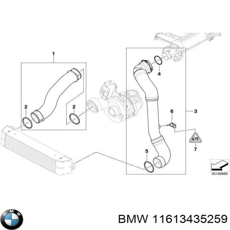 11613435259 BMW mangueira (cano derivado esquerda de intercooler)