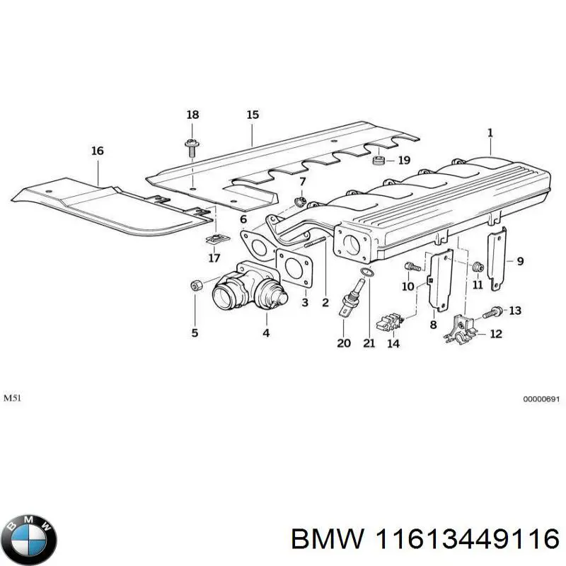 Датчик температуры воздушной смеси BMW 11613449116