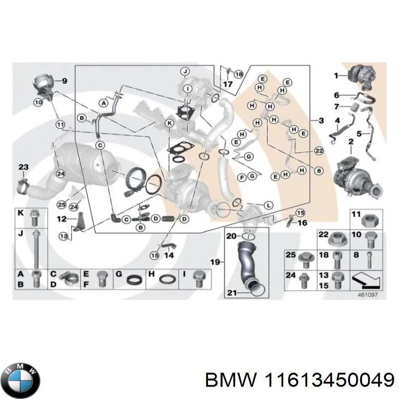 Левый шланг интеркуллера 11613428182 BMW