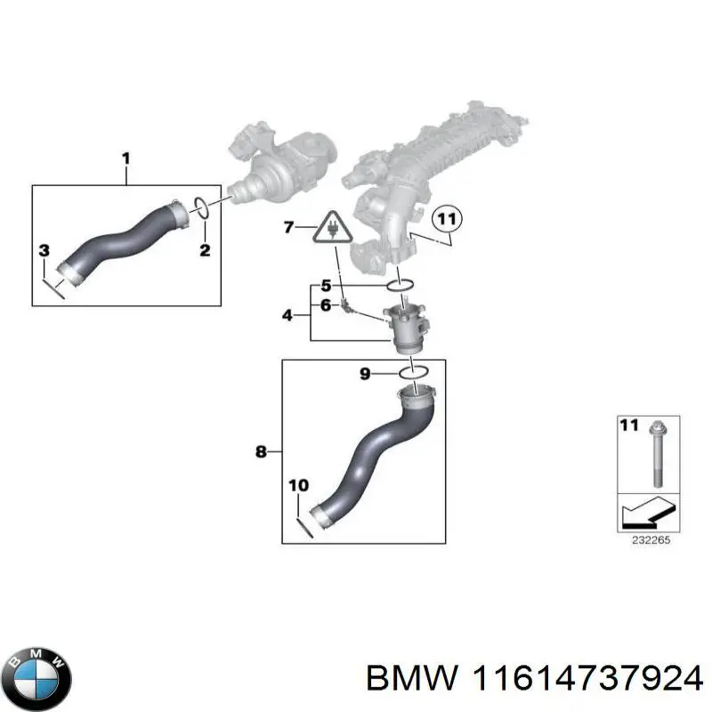 11618511739 BMW шланг (патрубок интеркуллера левый)