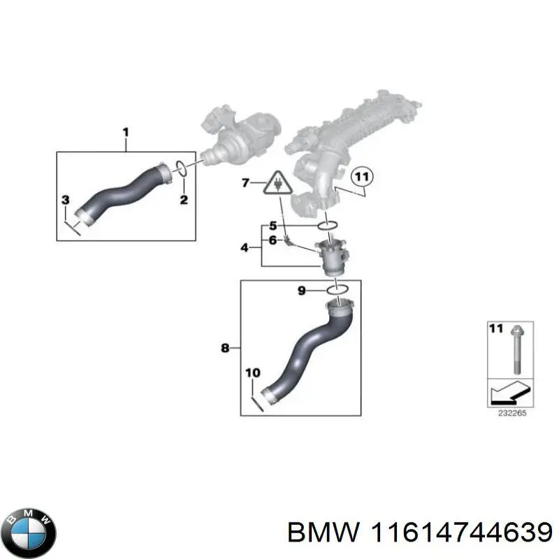 Mangueira (cano derivado) superior esquerda de intercooler para BMW X1 (E84)