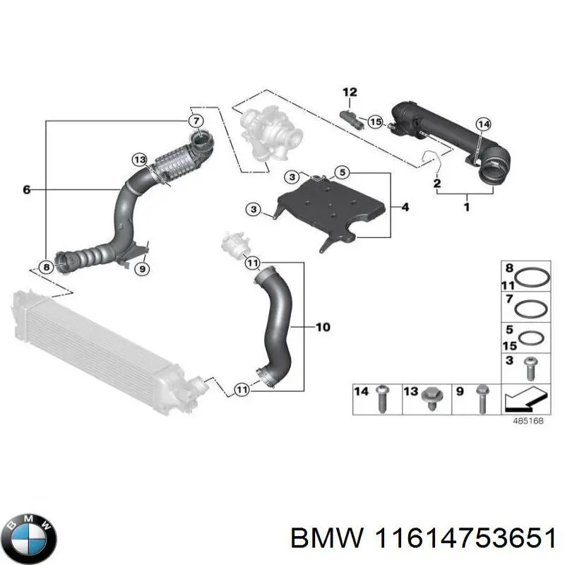 Mangueira (cano derivado) esquerda de intercooler para BMW 2 (F45)