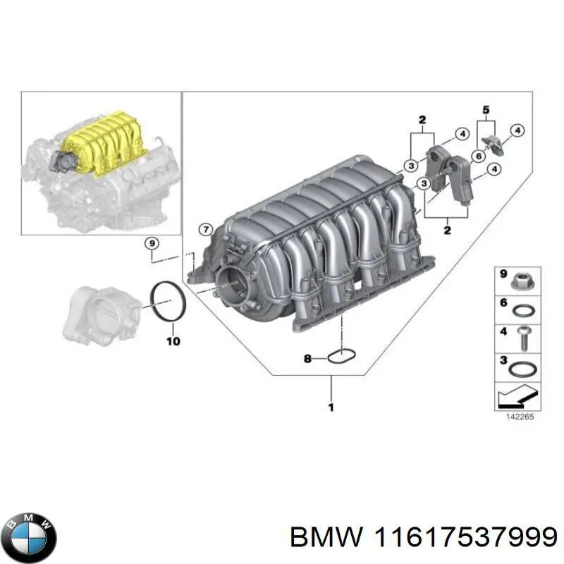 Прокладка всасывающего коллектора BMW 11617537999 цена, от 8.07 USD