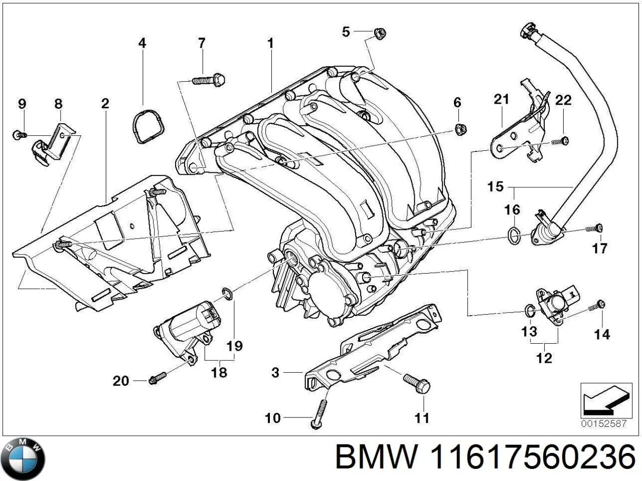 11617560236 BMW cano derivado de ventilação de cárter (de separador de óleo)