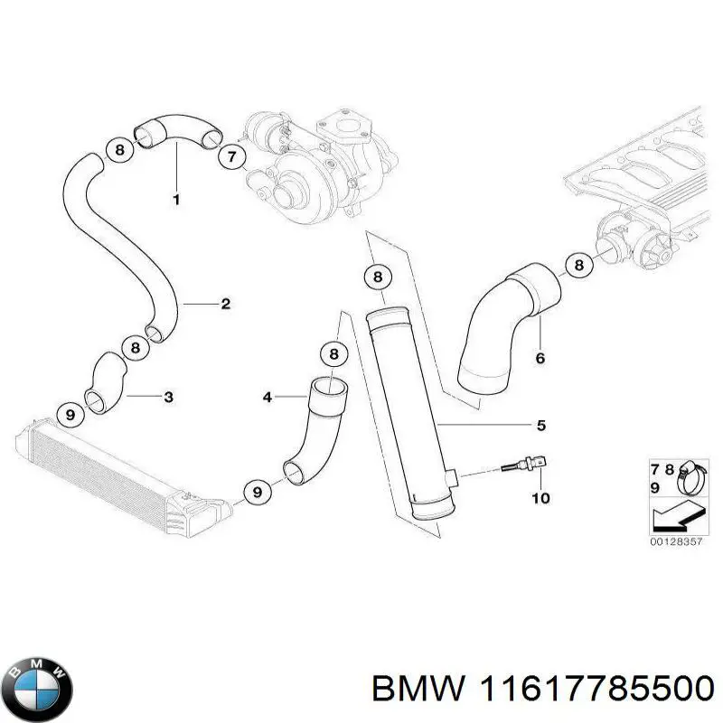 Патрубок воздушный, выход из турбины/компрессора (наддув) на BMW X5 (E53) купить.