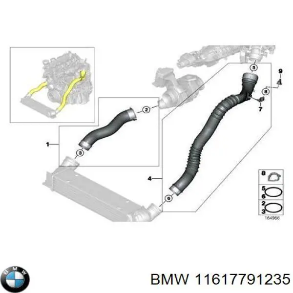 11617791235 BMW уплотнительное кольцо (прокладка патрубка интеркуллера)