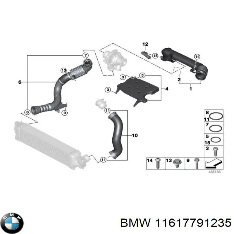 Junta tórica para tubo intercooler 11617791235 BMW