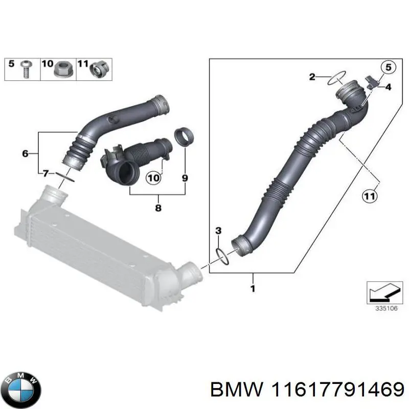 Уплотнительное кольцо (прокладка) патрубка интеркуллера 11617791469 BMW