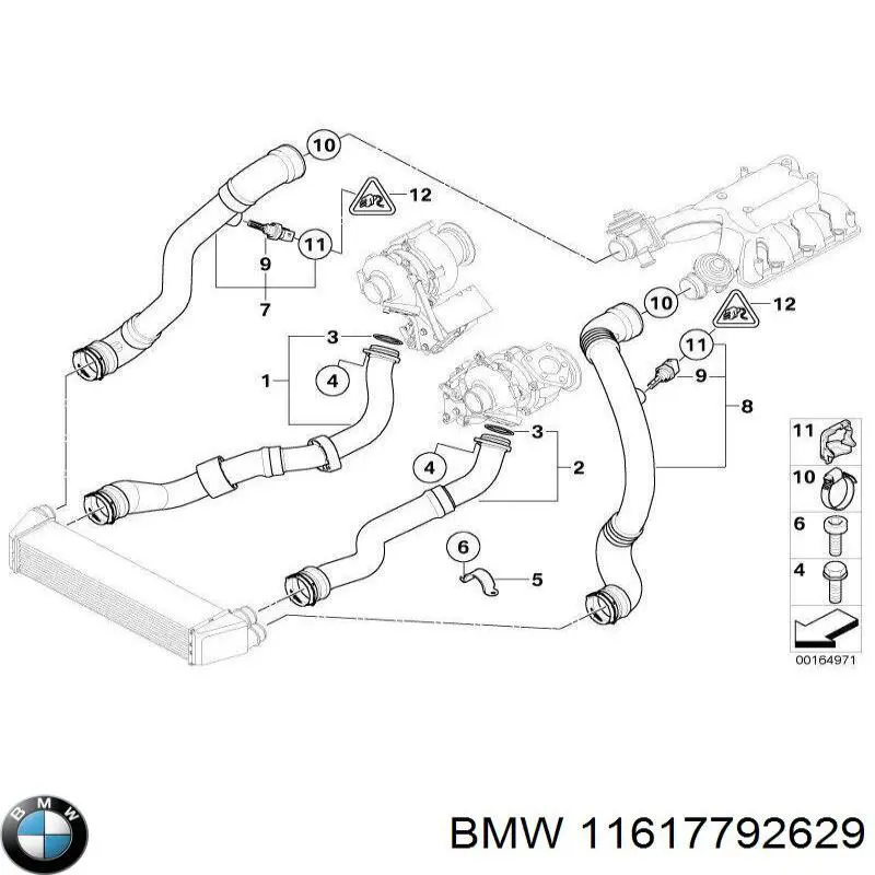 Шланг (патрубок) интеркуллера верхний левый на BMW 7 (E65, E66, E67) купить.