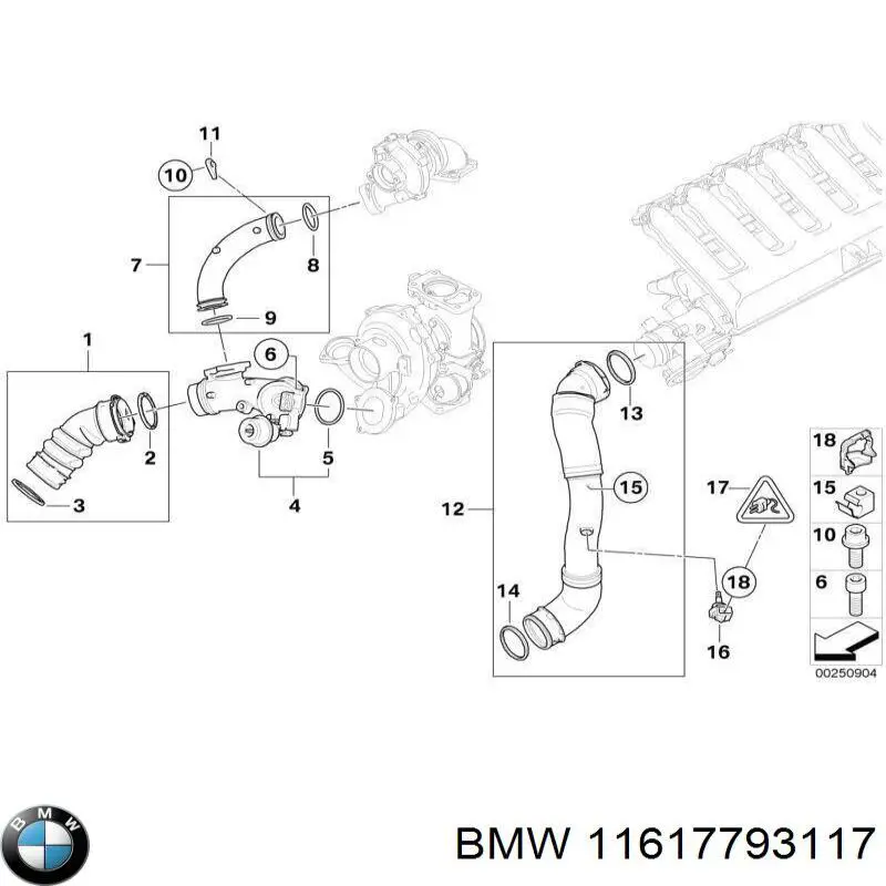 11617793117 BMW mangueira (cano derivado esquerda de intercooler)