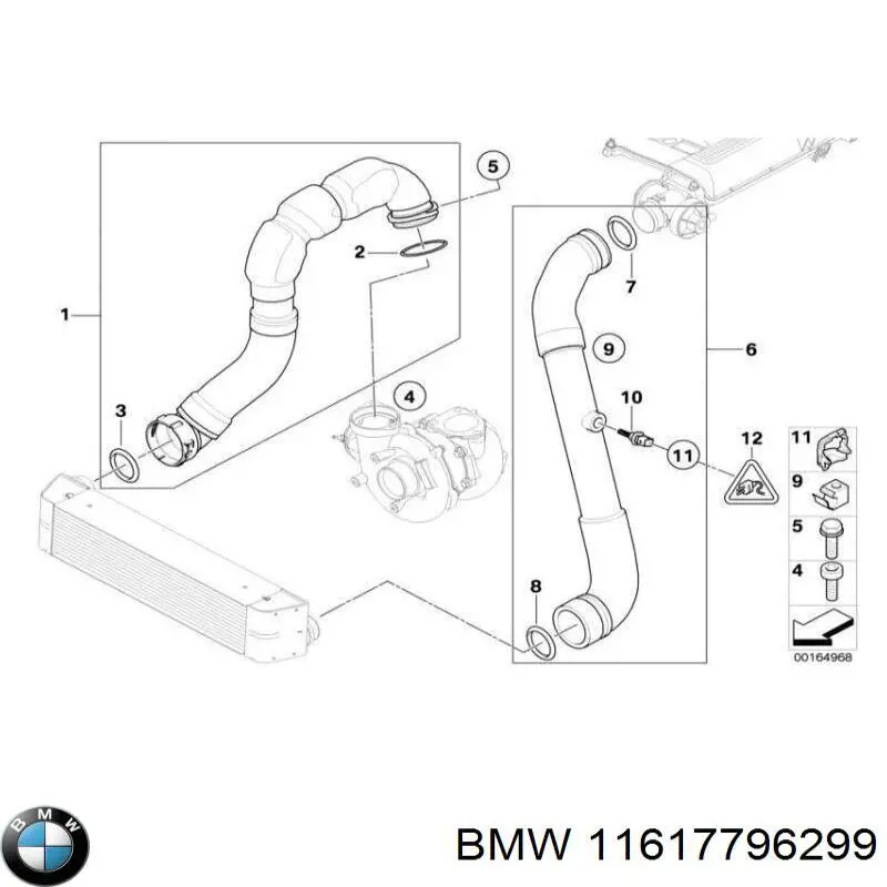 11617796299 BMW mangueira (cano derivado direita de intercooler)