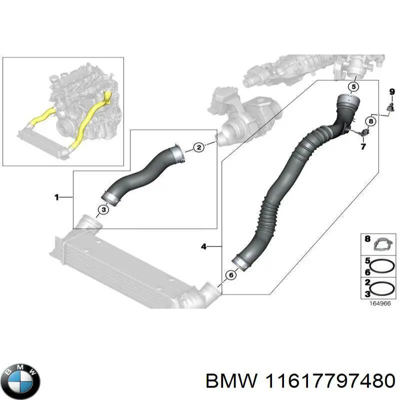 Правый шланг интеркуллера 11617797480 BMW