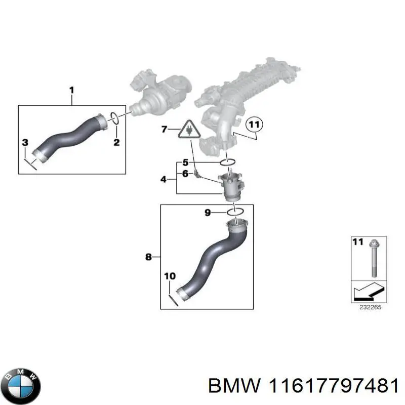 11617797481 BMW шланг (патрубок интеркуллера левый)