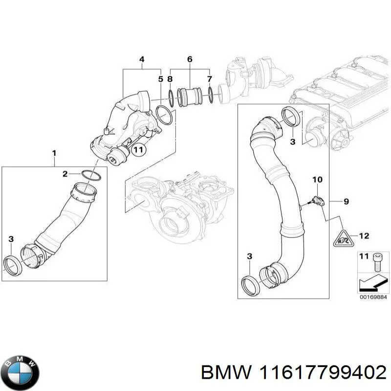 11617799402 BMW mangueira (cano derivado esquerda de intercooler)