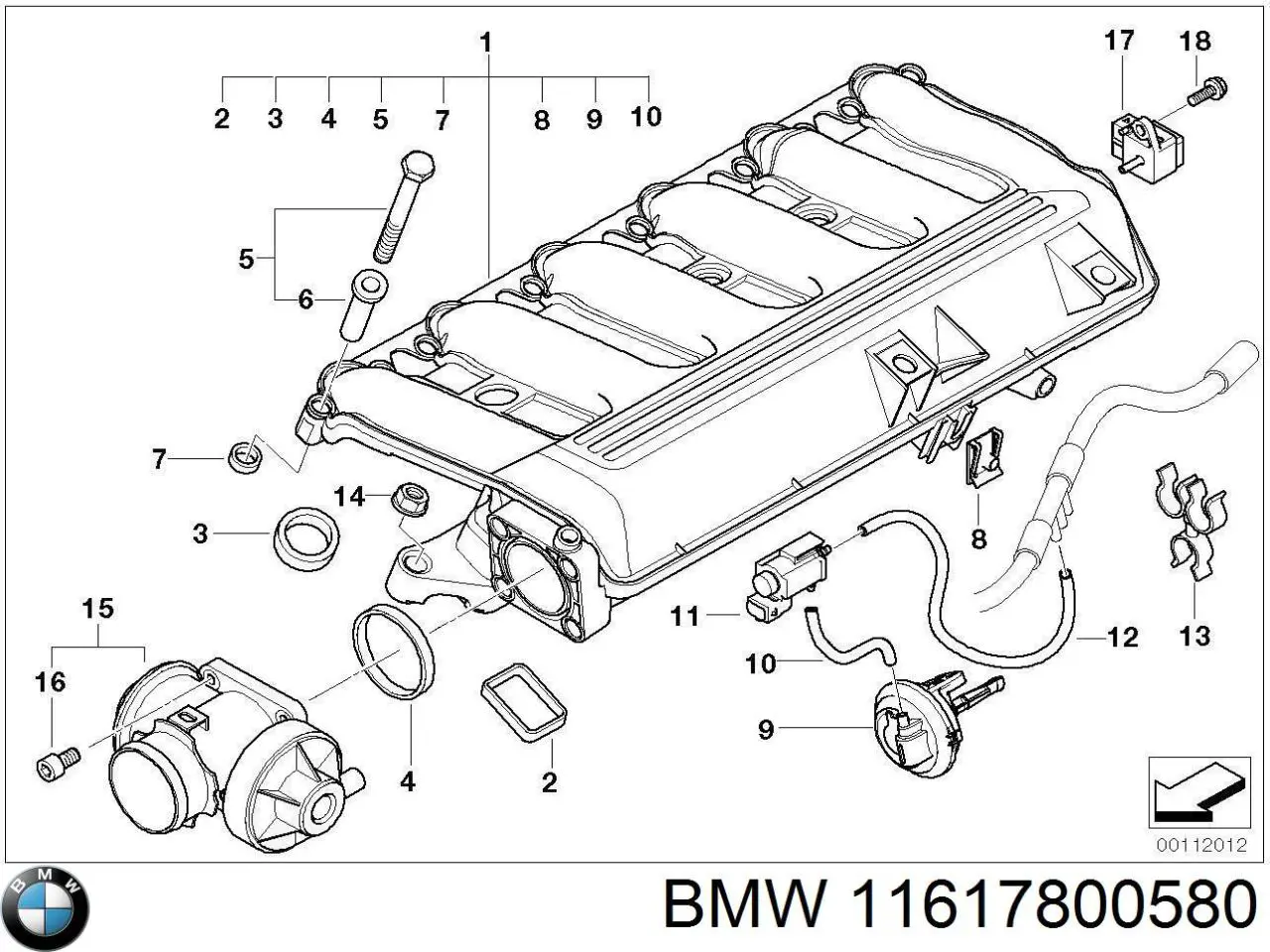Коллектор впускной BMW 11617800580 цена, от 101.35 USD