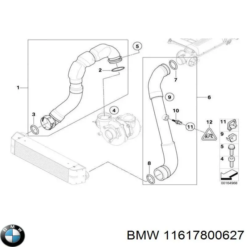 11617800627 BMW mangueira (cano derivado esquerda de intercooler)