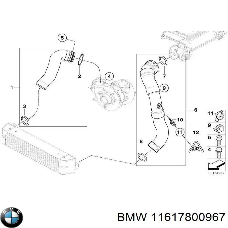 11617800967 BMW mangueira (cano derivado esquerda de intercooler)