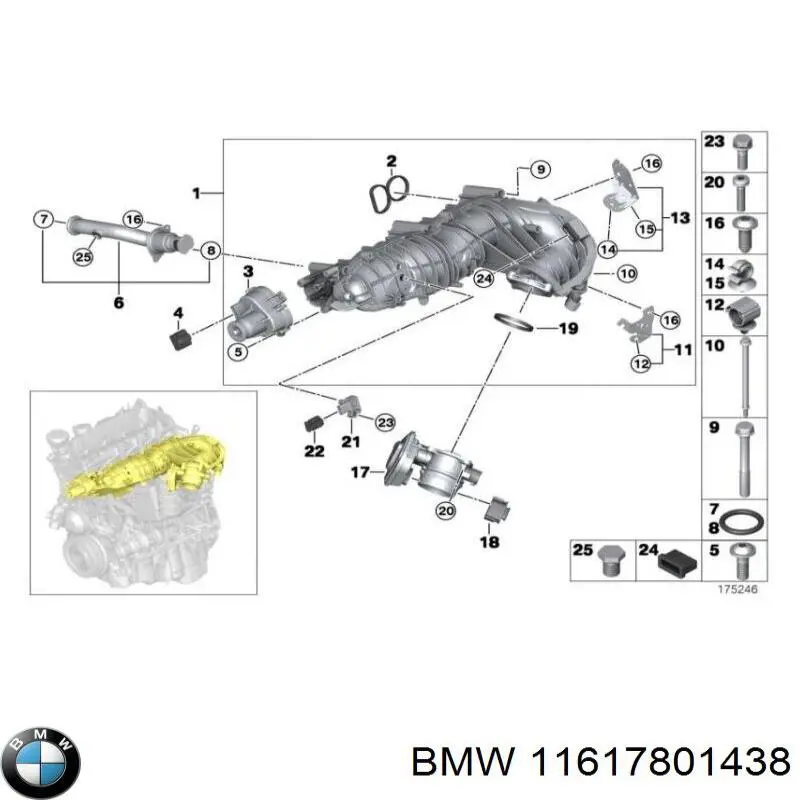 11617801438 BMW прокладка впускного коллектора