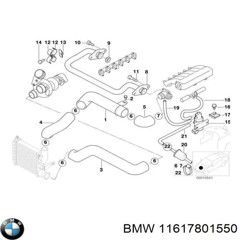 Шланг ГУР высокого давления от насоса до рейки (механизма) BMW 11617801550