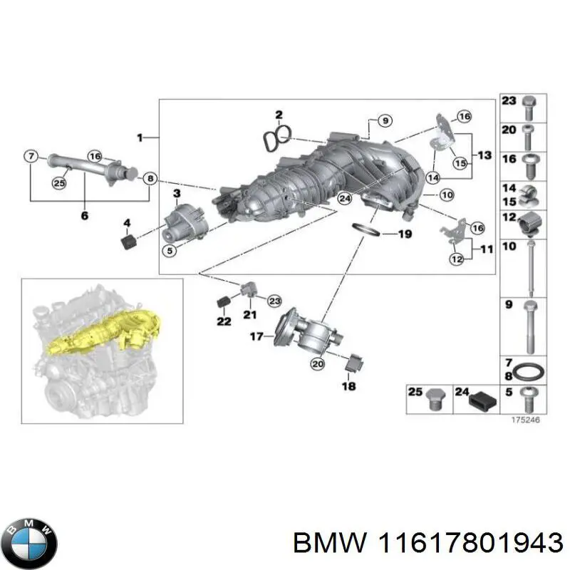 11617801943 BMW vedante da válvula de borboleta