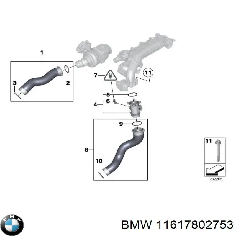 Шланг/патрубок интеркуллера BMW 11617802753 цена, от 40.06 USD