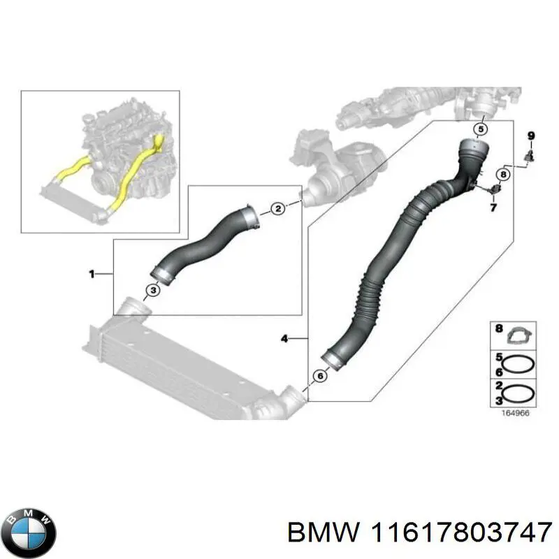 11617803747 BMW шланг (патрубок интеркуллера правый)