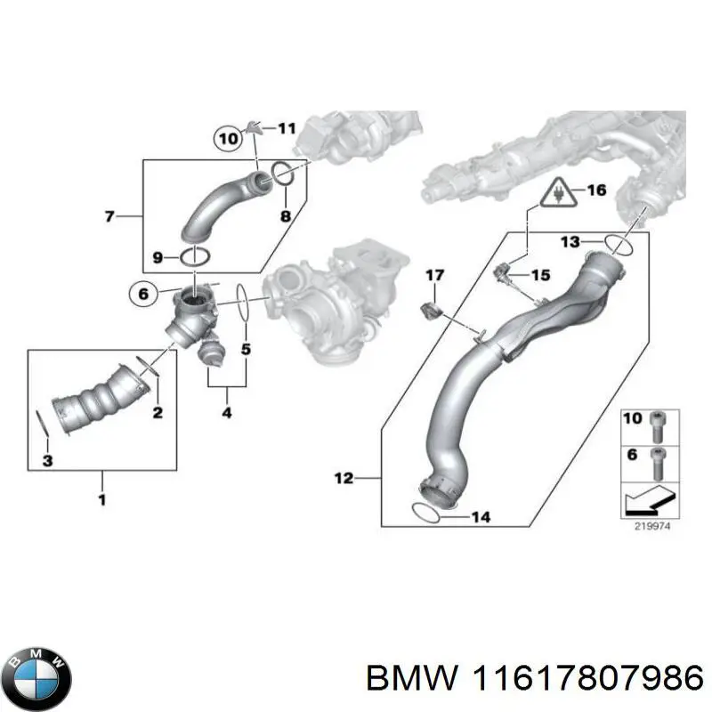 11617807986 BMW mangueira (cano derivado esquerda de intercooler)
