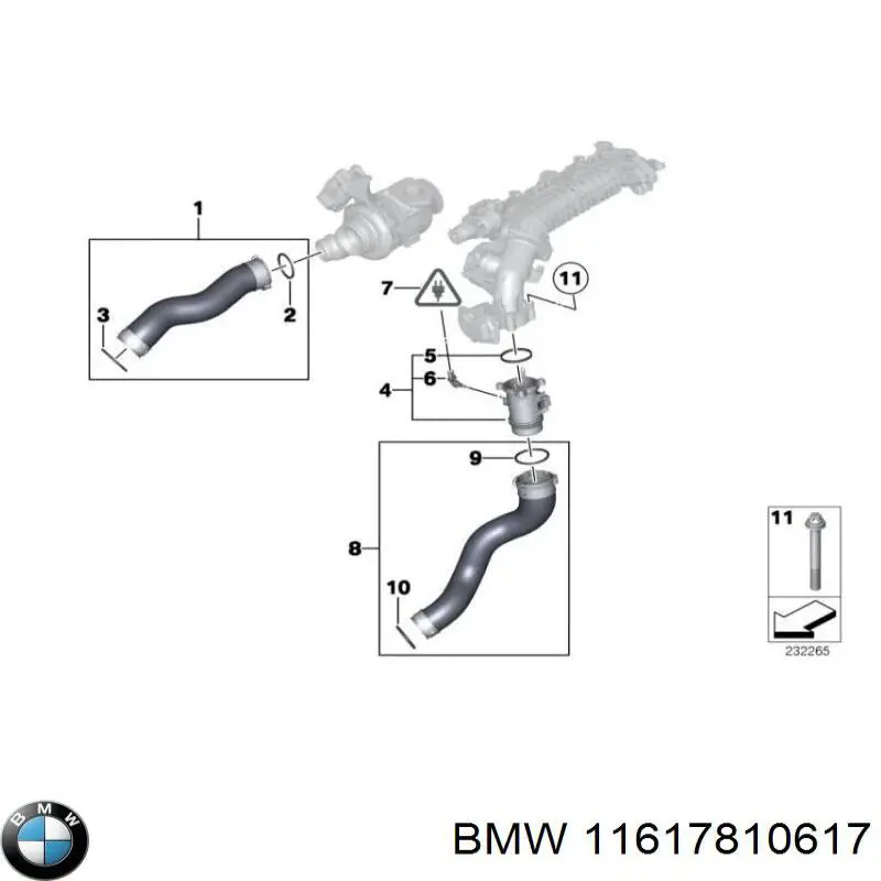 11617810617 BMW патрубок воздушный, дроссельной заслонки