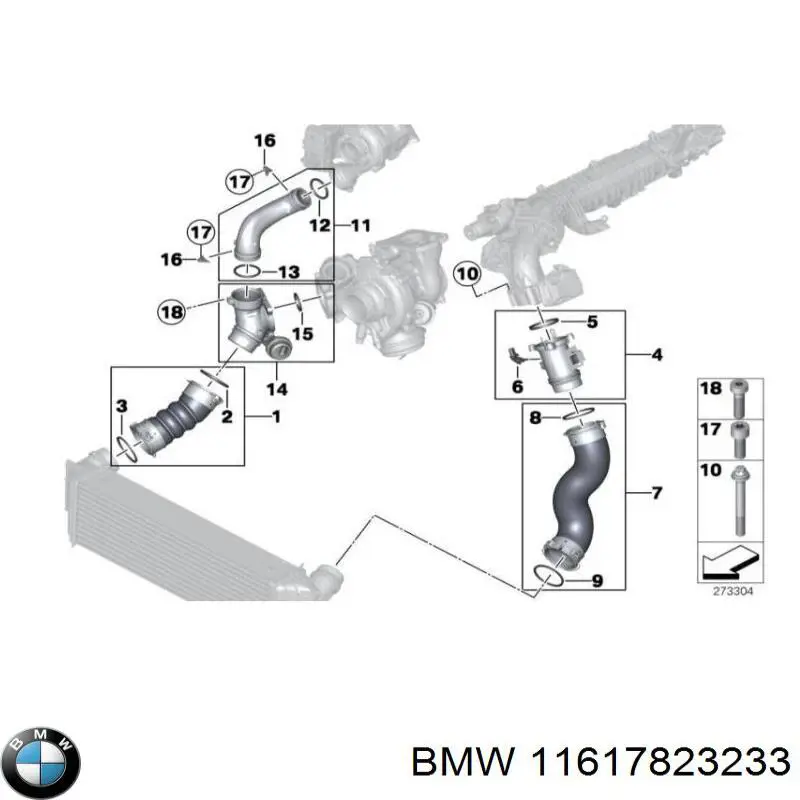 Левый шланг интеркуллера 11617823233 BMW