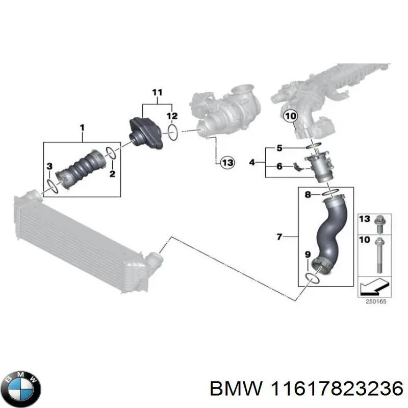 Левый шланг интеркуллера 11617823236 BMW