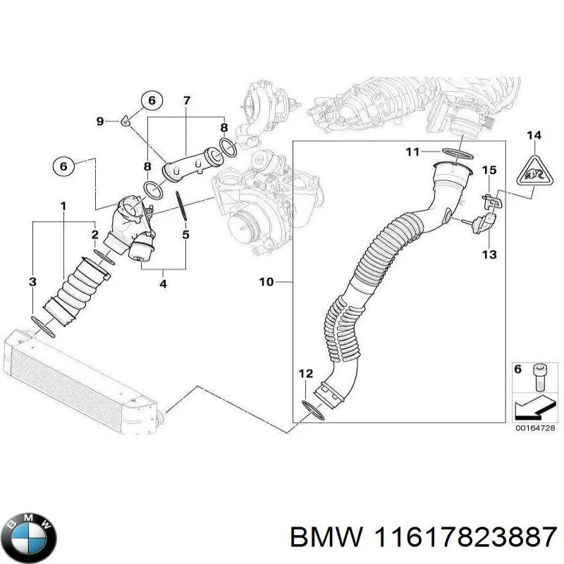 Шланг/патрубок интеркуллера BMW 11617823887 цена, от 57.09 USD