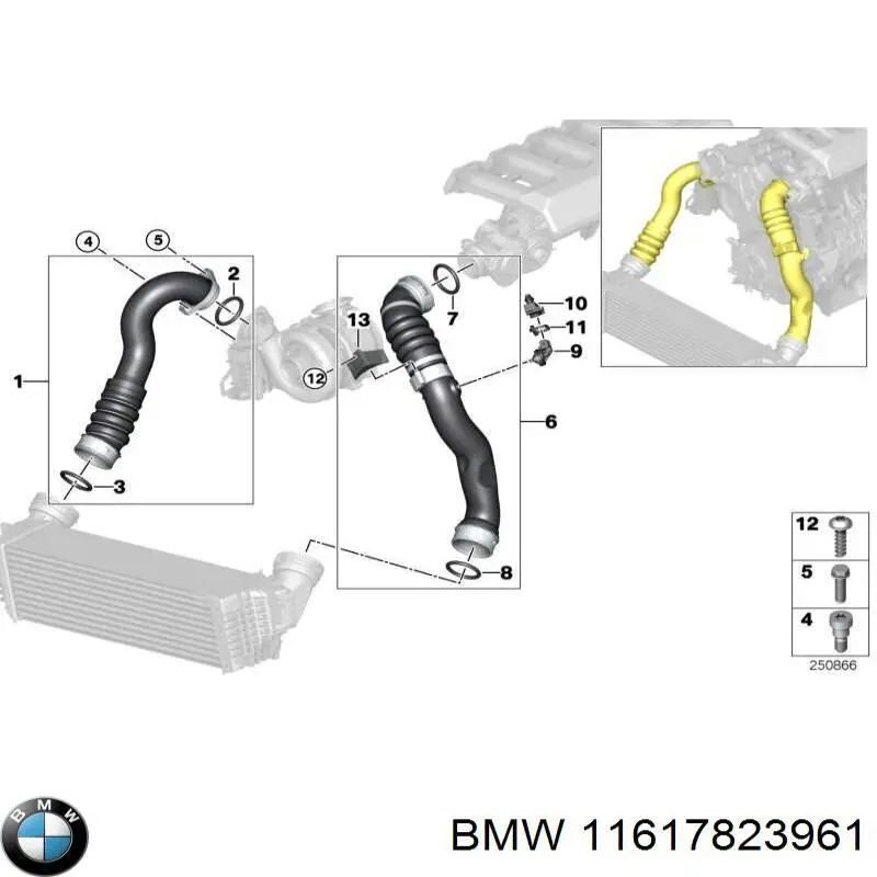 11617823961 BMW mangueira (cano derivado direita de intercooler)