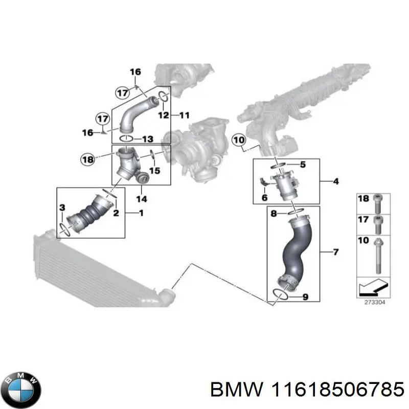 Прокладка турбины, гибкая вставка 11618506785 BMW