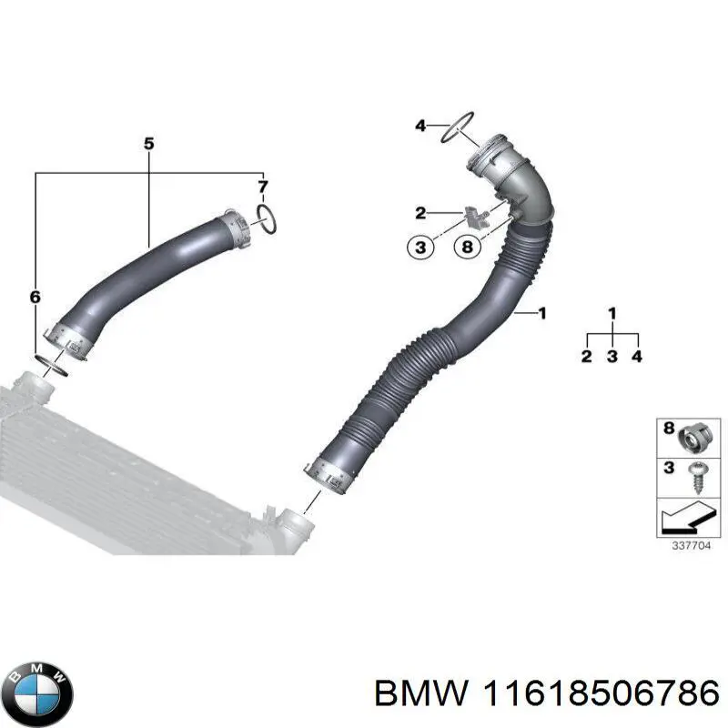 Уплотнительное кольцо (прокладка) патрубка интеркуллера 11618506786 BMW